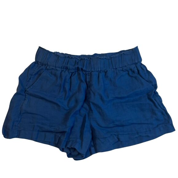 J Crew Shorts Womens Medium Blue Linen Elastic Waist Preppy Chino Boho Casual - Picture 6 of 16